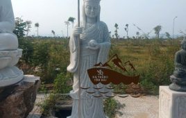Tượng Bồ Tát Địa Tạng đá trắng Yên Bái nguyên khối đẹp