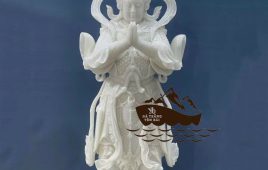 Tượng Bồ Tát Hộ pháp Vi Đà đá trắng Yên Bái tinh xảo