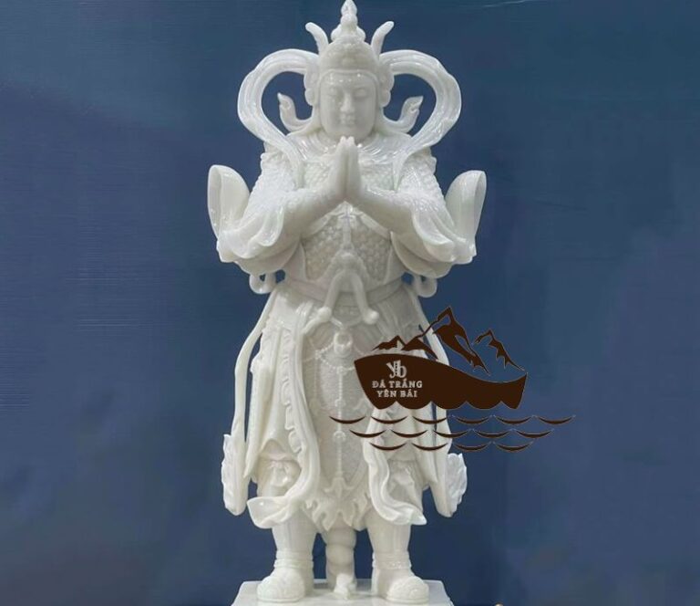 Tượng Bồ Tát Hộ pháp Vi Đà đá trắng