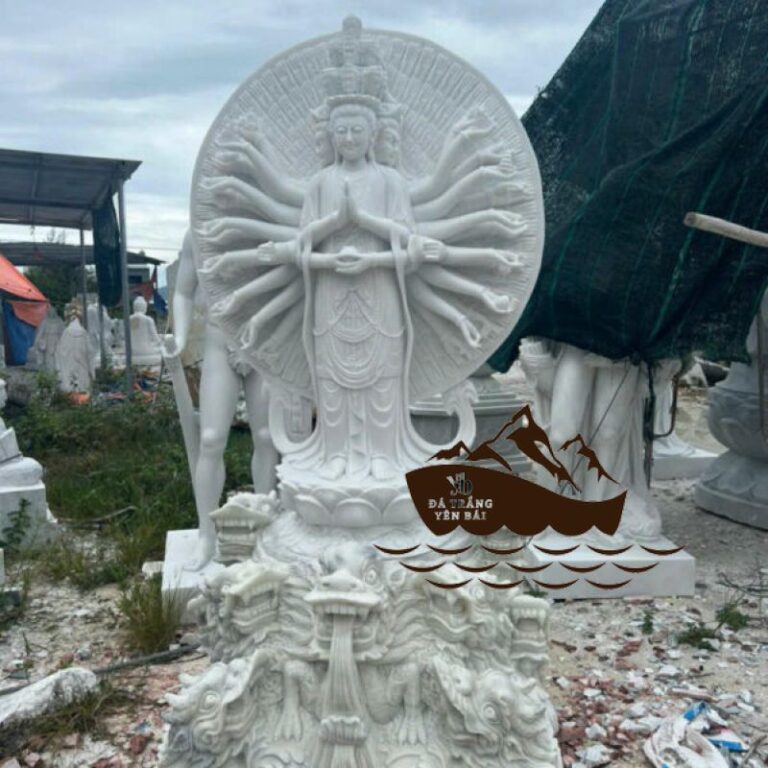 Tượng Bồ Tát Thiên Thủ Thiên Nhãn đá trắng