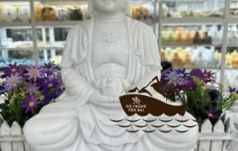 Tượng Phật A Di Đà đá trắng Yên Bái giá tốt tại xưởng