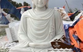 Tượng Phật Tổ Như Lai đá trắng Yên Bái nguyên khối tự nhiên