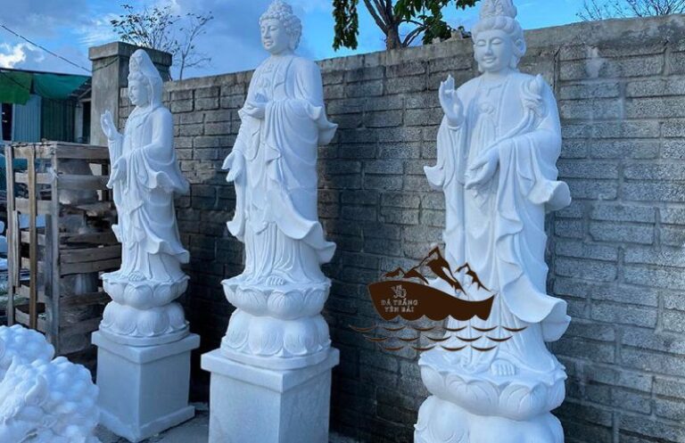 tượng Tây Phương Tam Thánh đá trắng