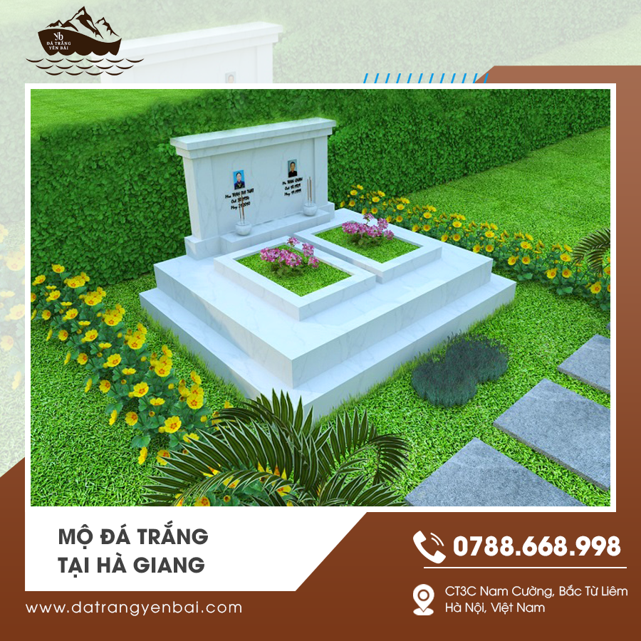Mộ đá trắng tại Hà Giang đẹp nguyên khối