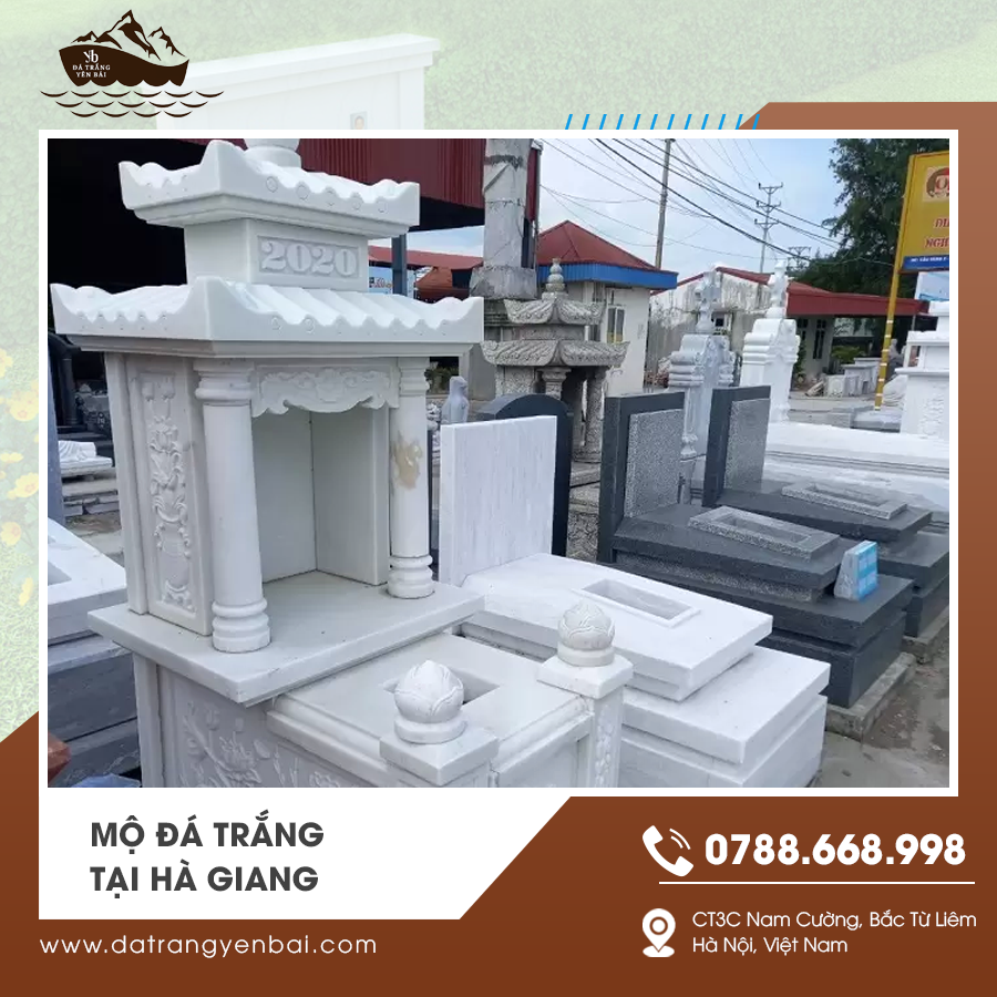Mộ đá trắng tại Hà Giang đẹp nguyên khối