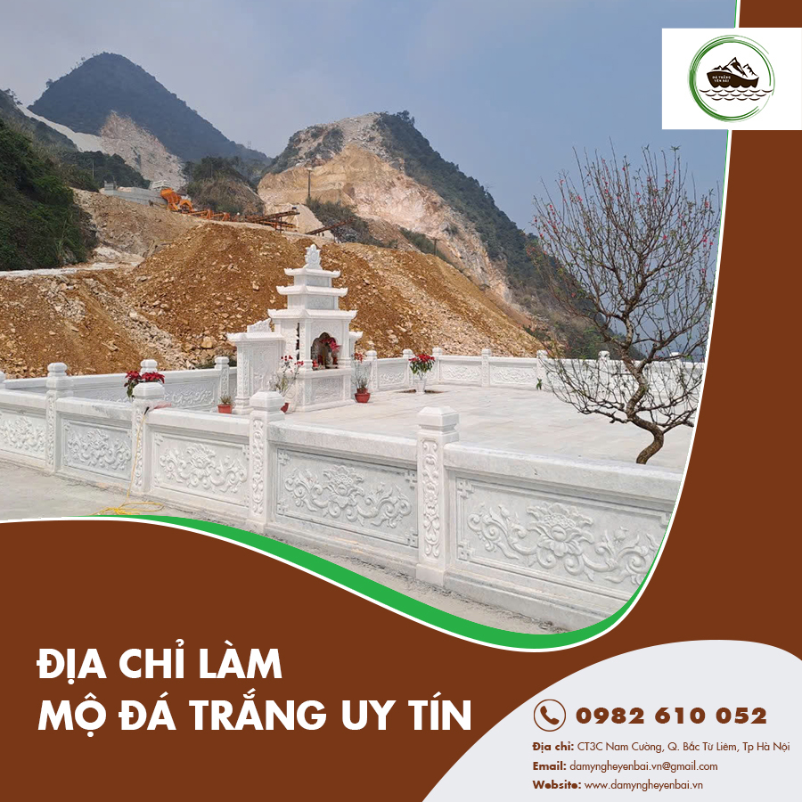 Toàn cảnh khu lăng mộ gia đình sử dụng đá trắng cao cấp