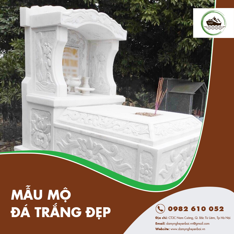 Mộ đá trắng chạm khắc hoa văn
