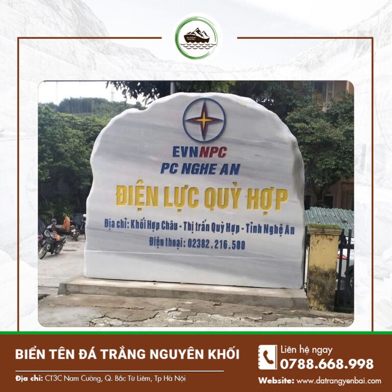 Biển tên đá trắng nguyên khối - Giải pháp sang trọng và trường tồn cho công trình hiện đại