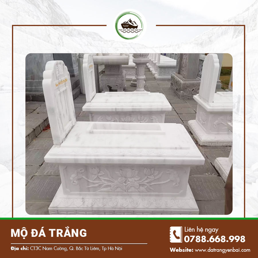 Quần thể mộ đá trắng chạm khắc hoa sen