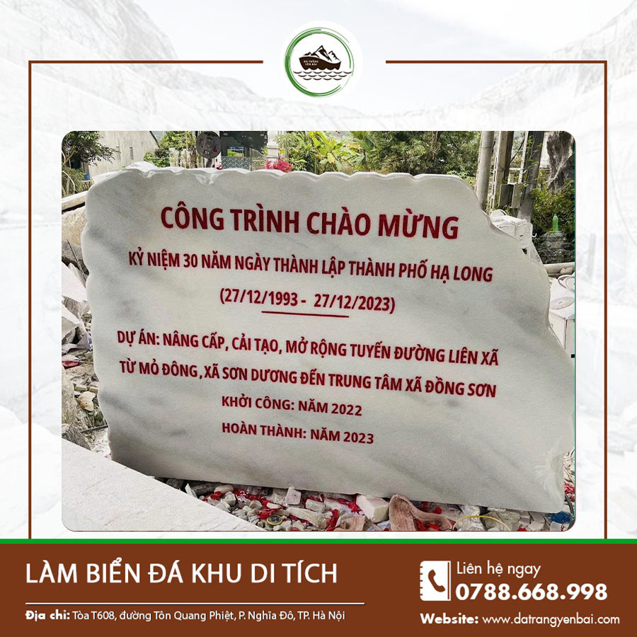 Làm biển đá khu di tích nổi bật và trang nhã