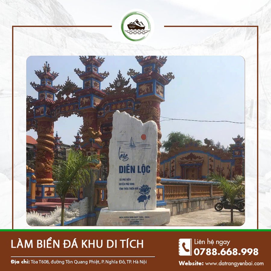 Làm biển đá khu di tích thể hiện sự trang nghiêm