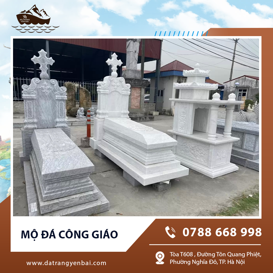 Hình ảnh mộ đá công giáo với thánh giá trang nghiêm