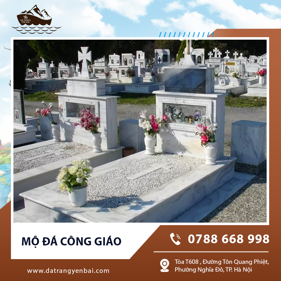 Mộ đá công giáo được thiết kế bền chắc, vừa trang trọng vừa mang ý nghĩa