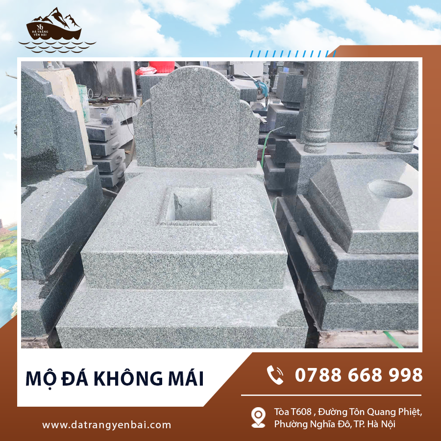 Mẫu mộ đá không mái được thiết kế đơn giản