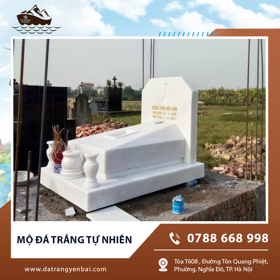 Bộ mộ đá trắng tự nhiên nhỏ gọn, bền bỉ và thanh lịch.