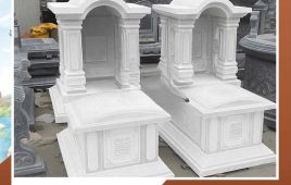 Mộ đá trắng có mái – Lựa chọn trang nghiêm và bền vững cho công trình tâm linh