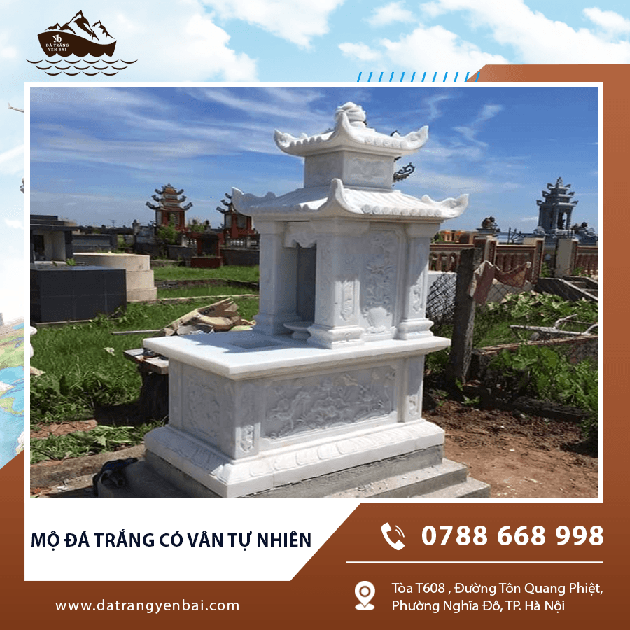 Mộ đá trắng có vân tự nhiên nguyên khối