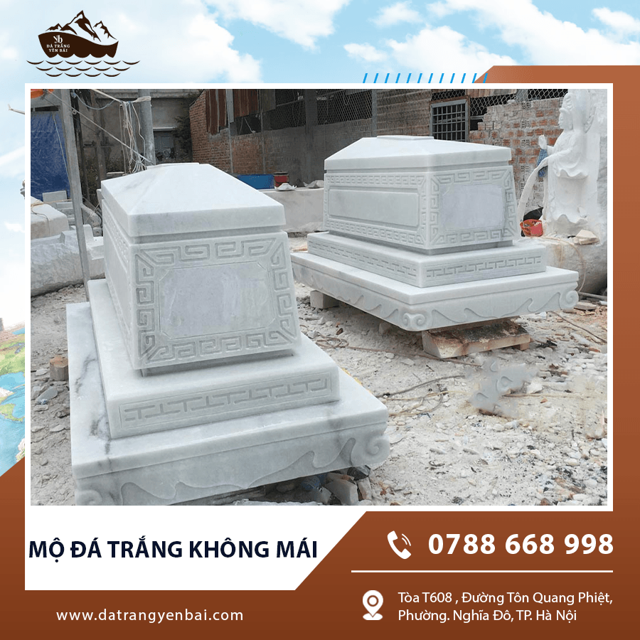 Hình ảnh mộ đá trắng không mái thực tế