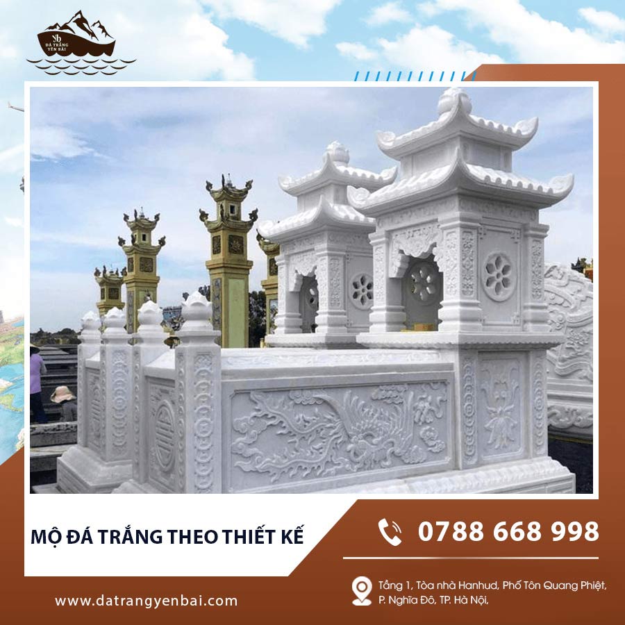 Mẫu mộ đá trắng theo thiết kế