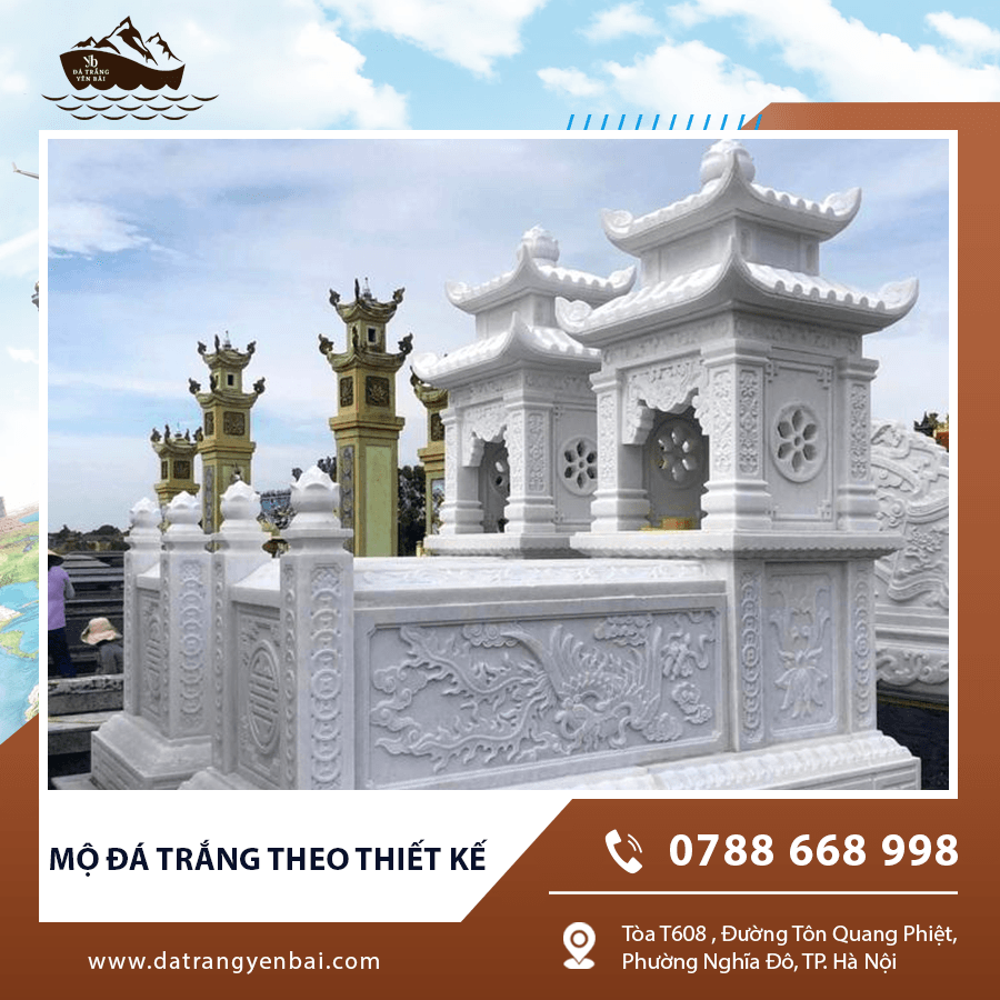 Mẫu mộ đá trắng theo thiết kế yêu cầu