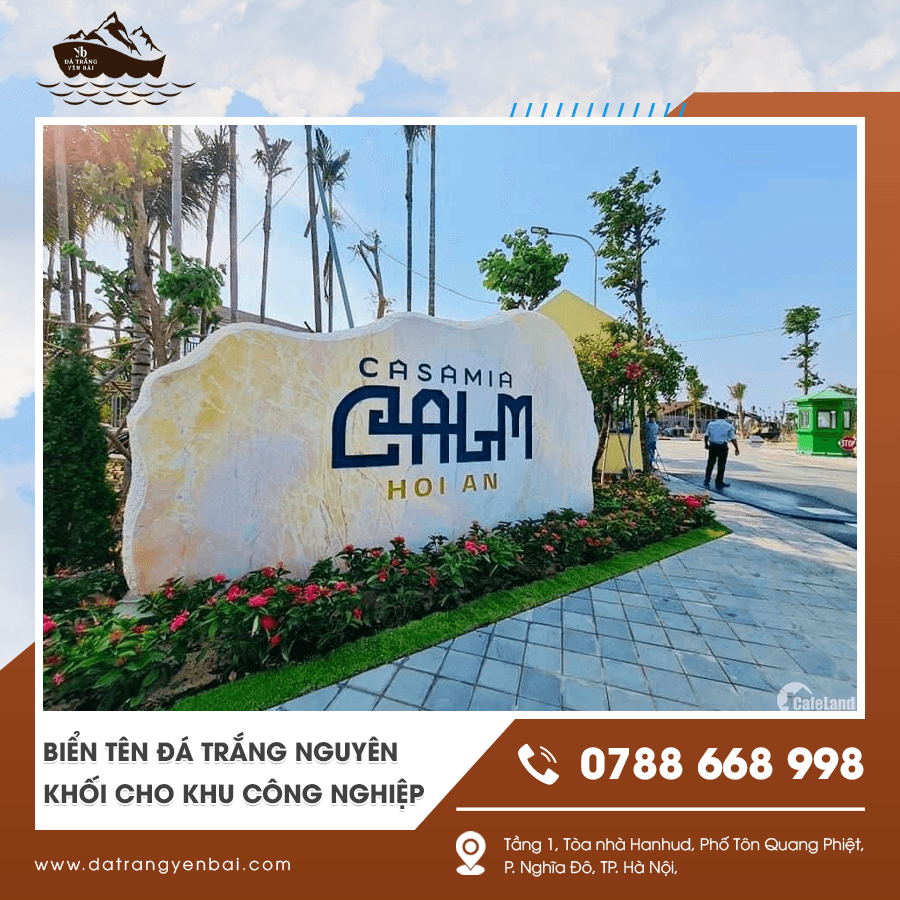 Biển tên đá trắng nguyên khối sang trọng và bền đẹp
