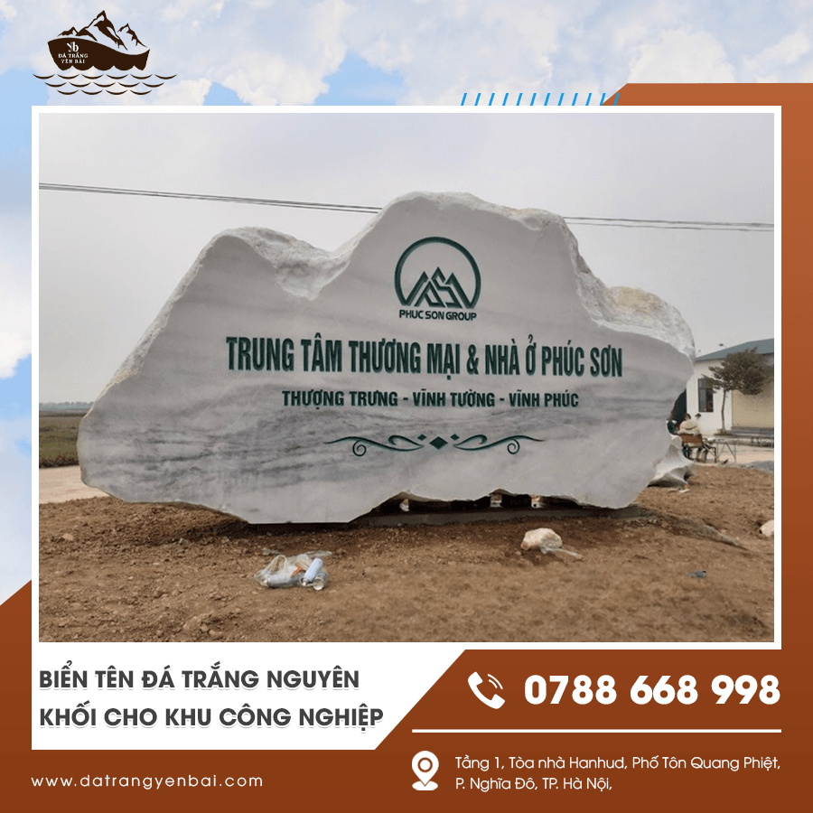 Gia công biển tên đá trắng nguyên khối theo yêu cầu riêng