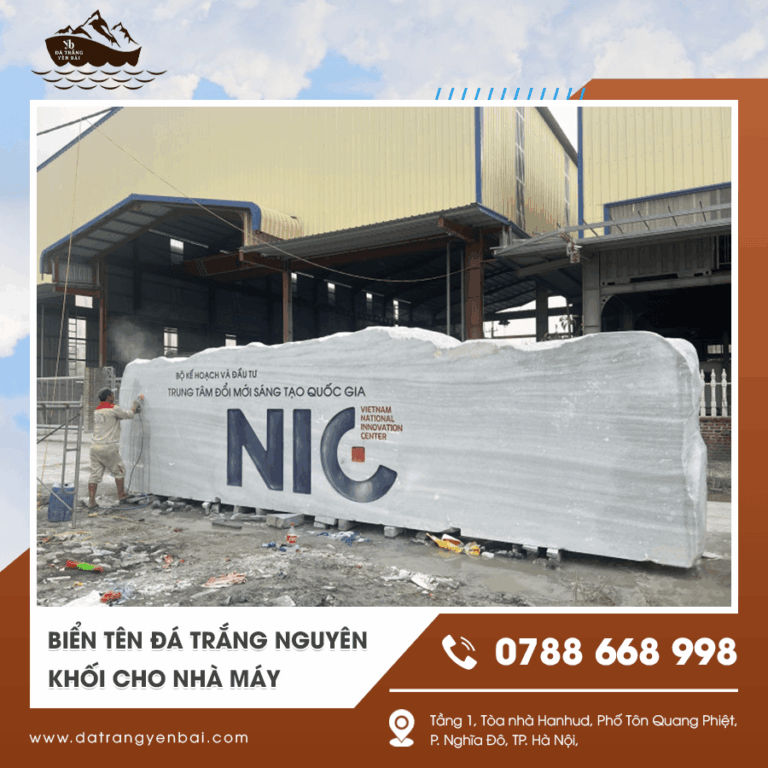 Biển tên đá trắng nguyên khối cho nhà máy là gì? Có đắt không? Địa chỉ chế tác uy tín?
