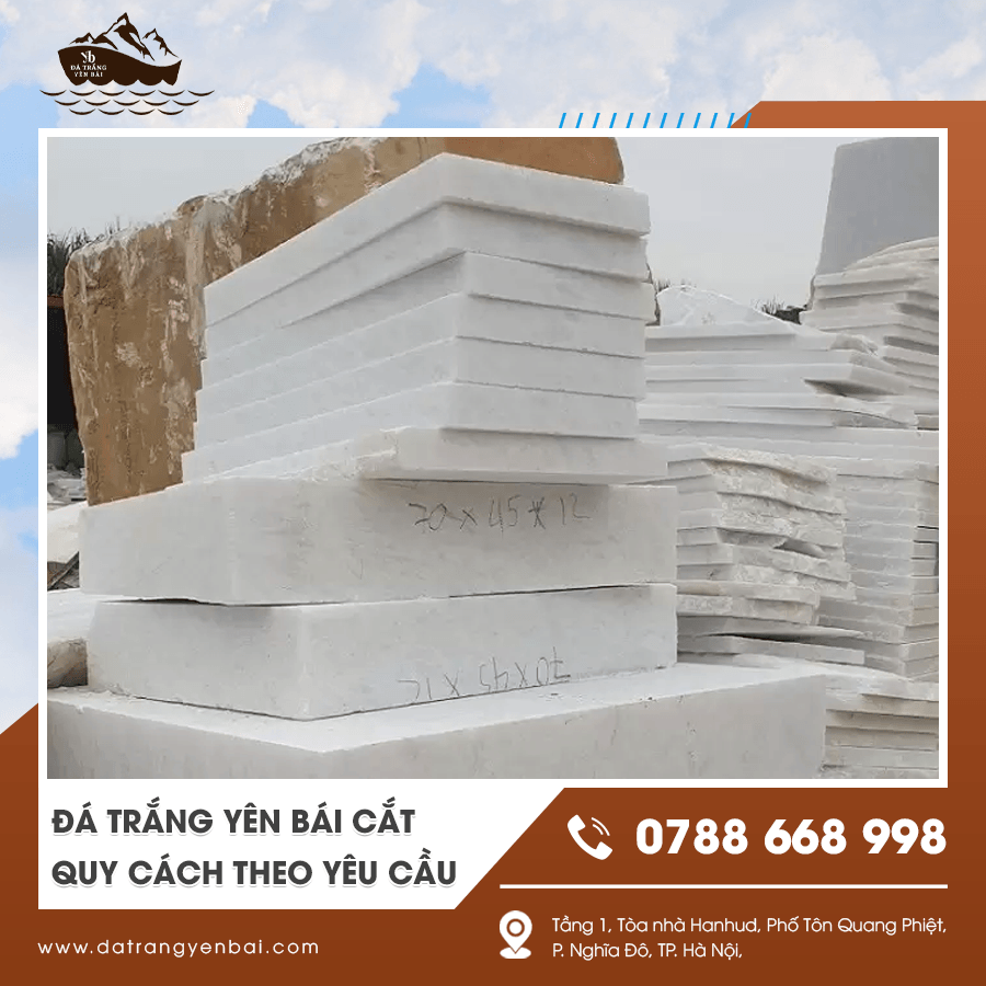 Mẫu đá trắng Yên Bái cắt quy cách theo yêu cầu theo kích thước riêng