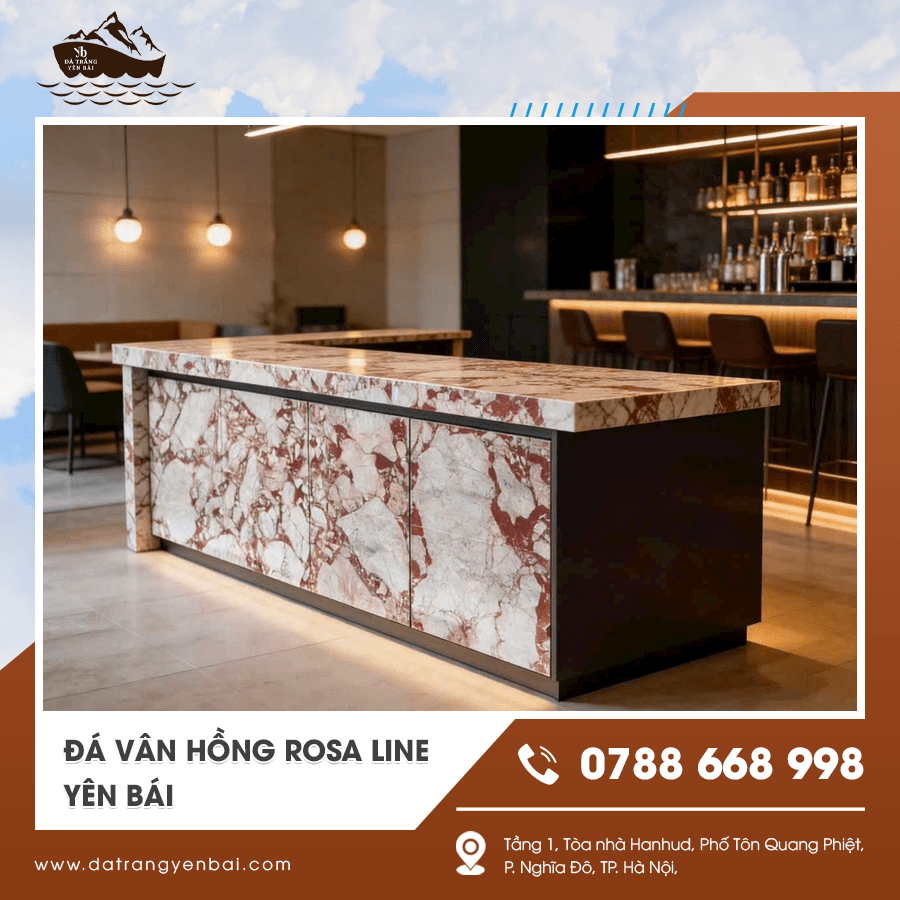 Đá vân hồng Rosa line Yên Bái ốp lát cho phòng bếp