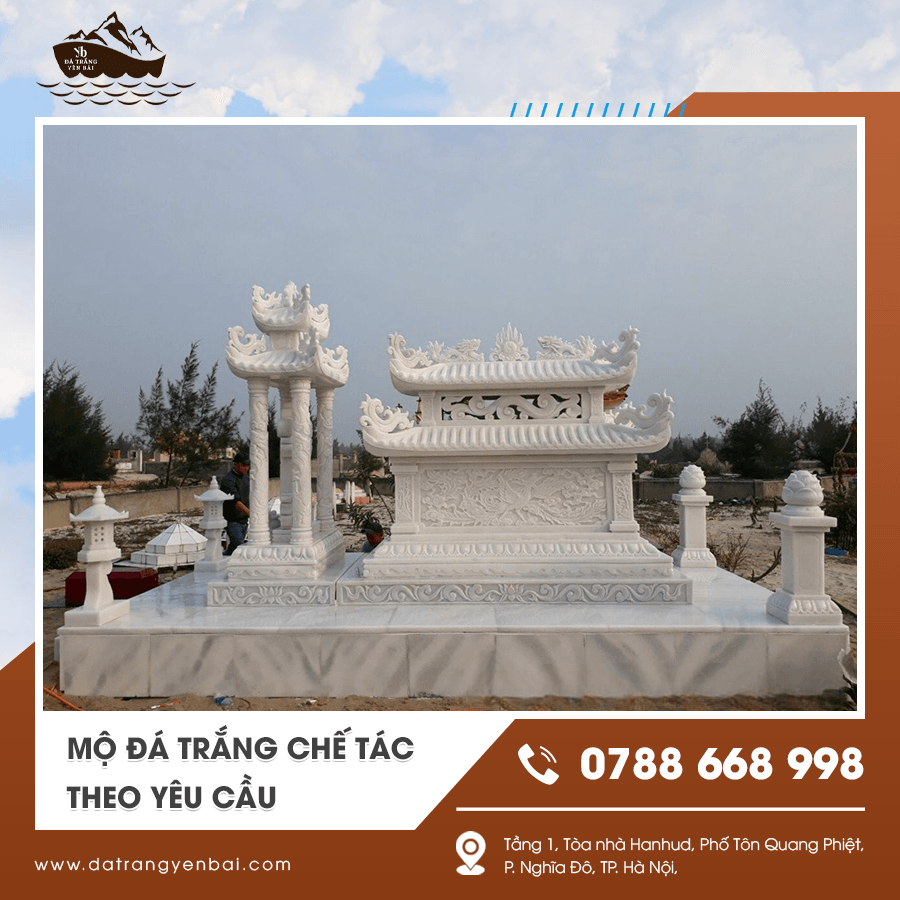 Cận cảnh hoa văn chạm khắc trên mộ đá trắng