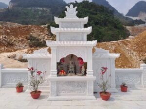 Mộ đá trắng chế tác theo yêu cầu — mẫu 6