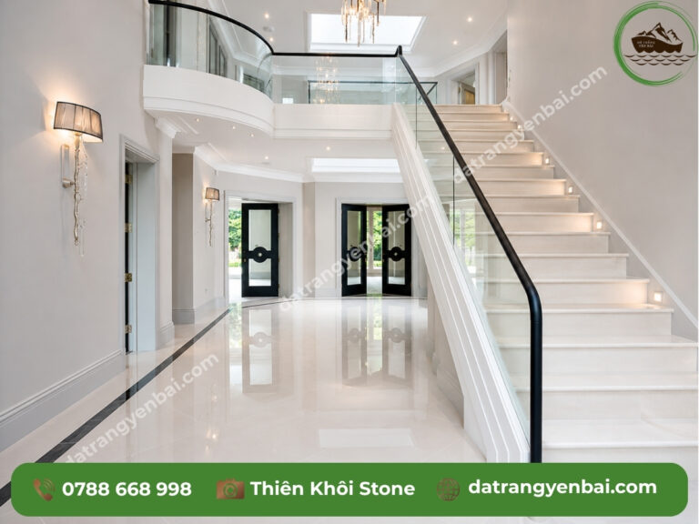 Đá Ốp Lát – đá trắng Yên Bái, Thiên Khôi chế tác tại xưởng Lục Yên