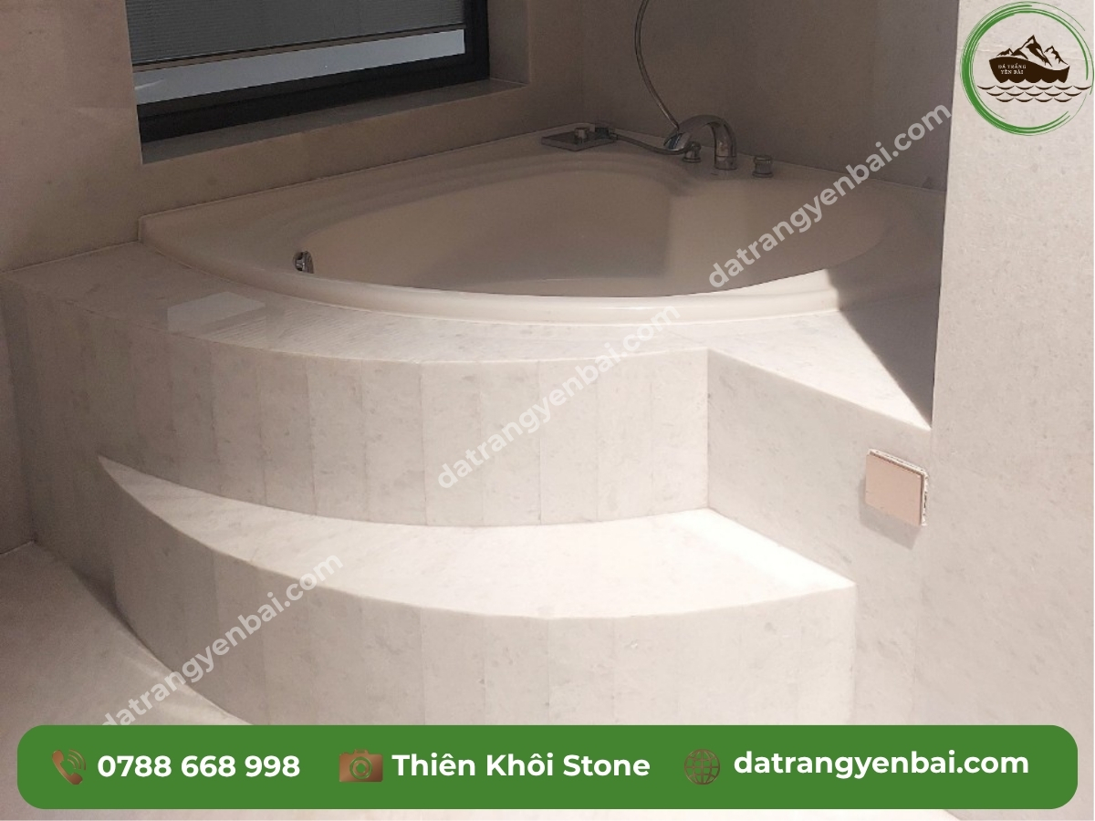 đá trắng Yên Bái ốp tường phòng tắm biệt thự cao cấp