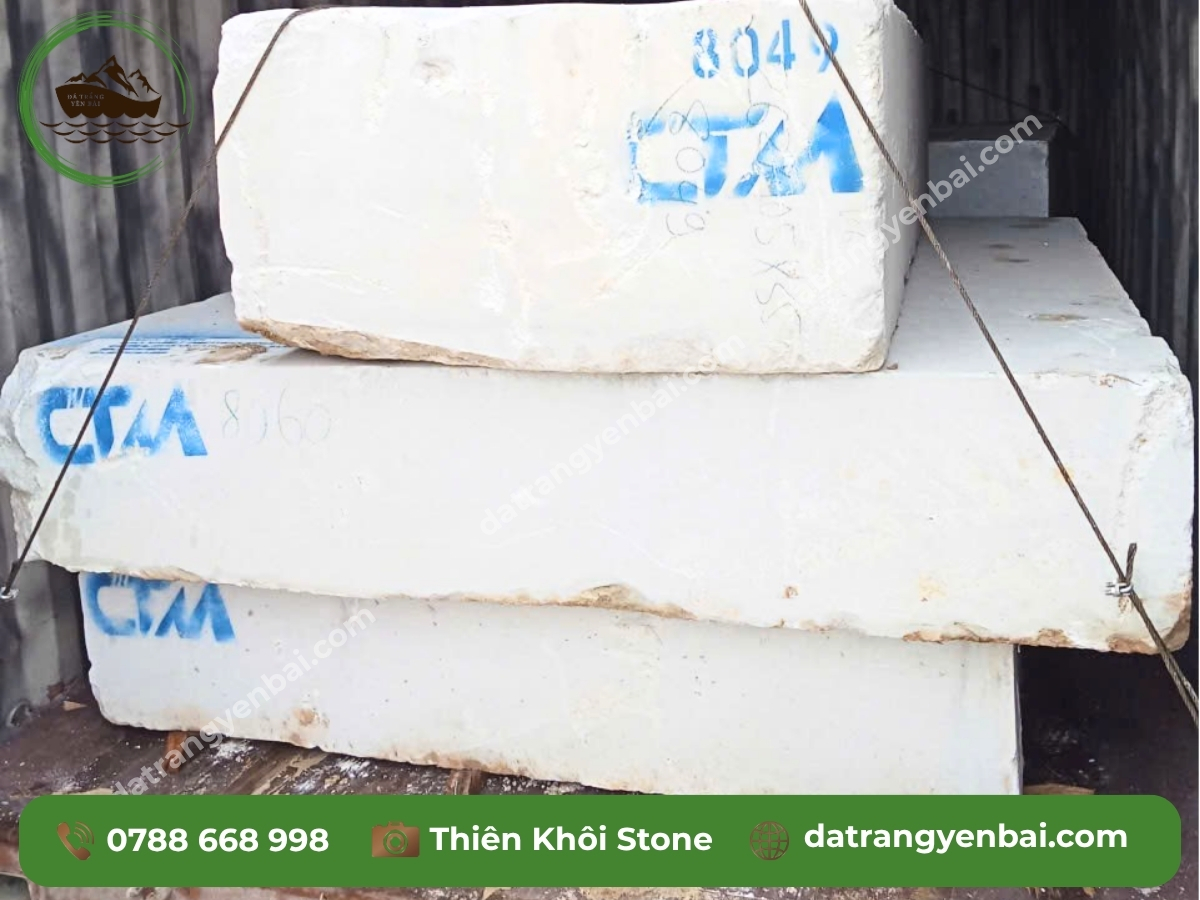 vận chuyển đá khối marble trắng Yên Bái bằng xe container toàn quốc