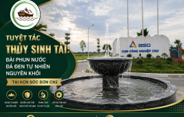 Tuyệt Tác Thủy Sinh Tài: Đài Phun Nước Đá Đen Tự Nhiên Nguyên Khối Tại KCN Sóc Sơn CN2