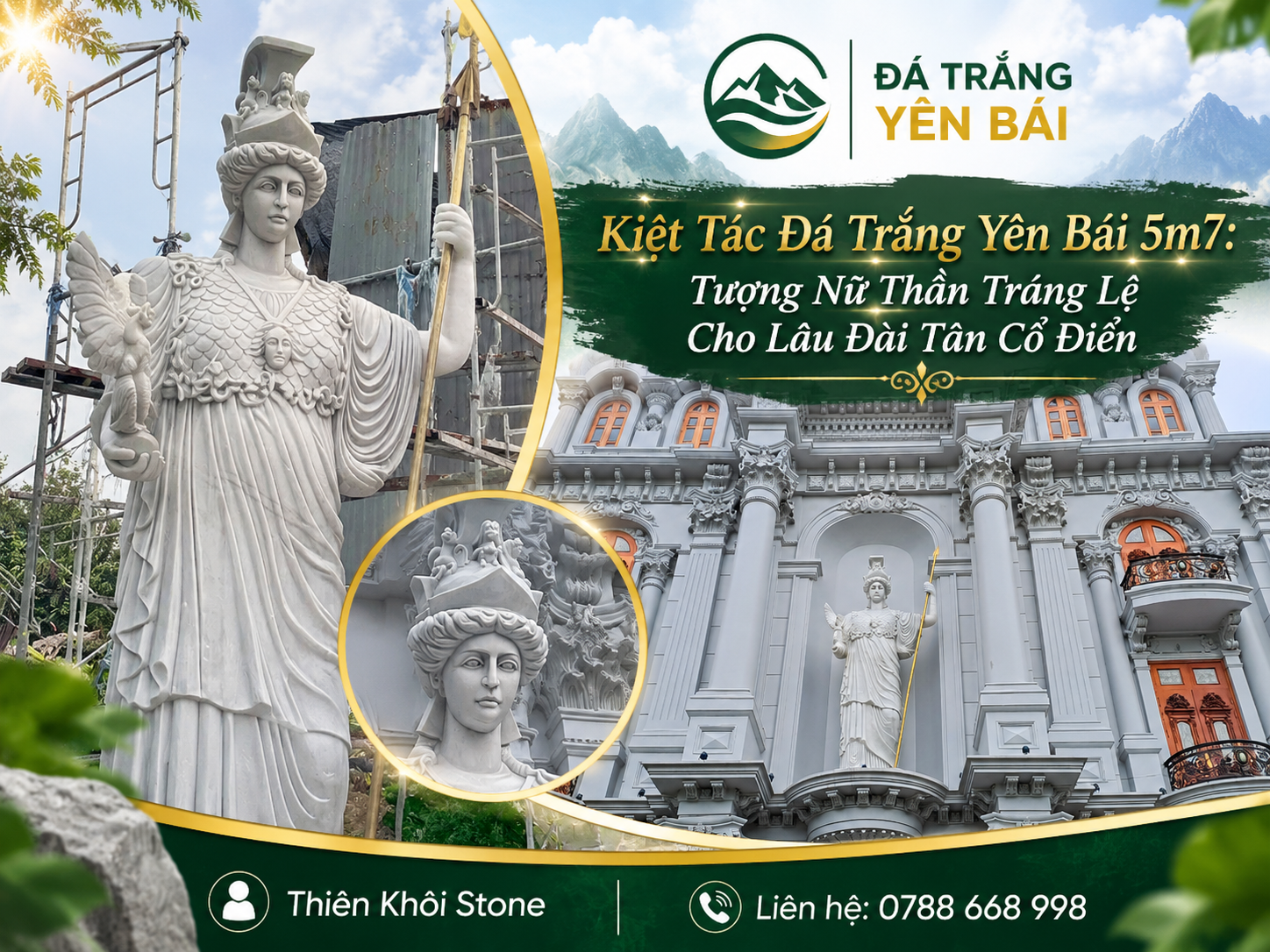 tượng nữ thần đá trắng tự nhiên